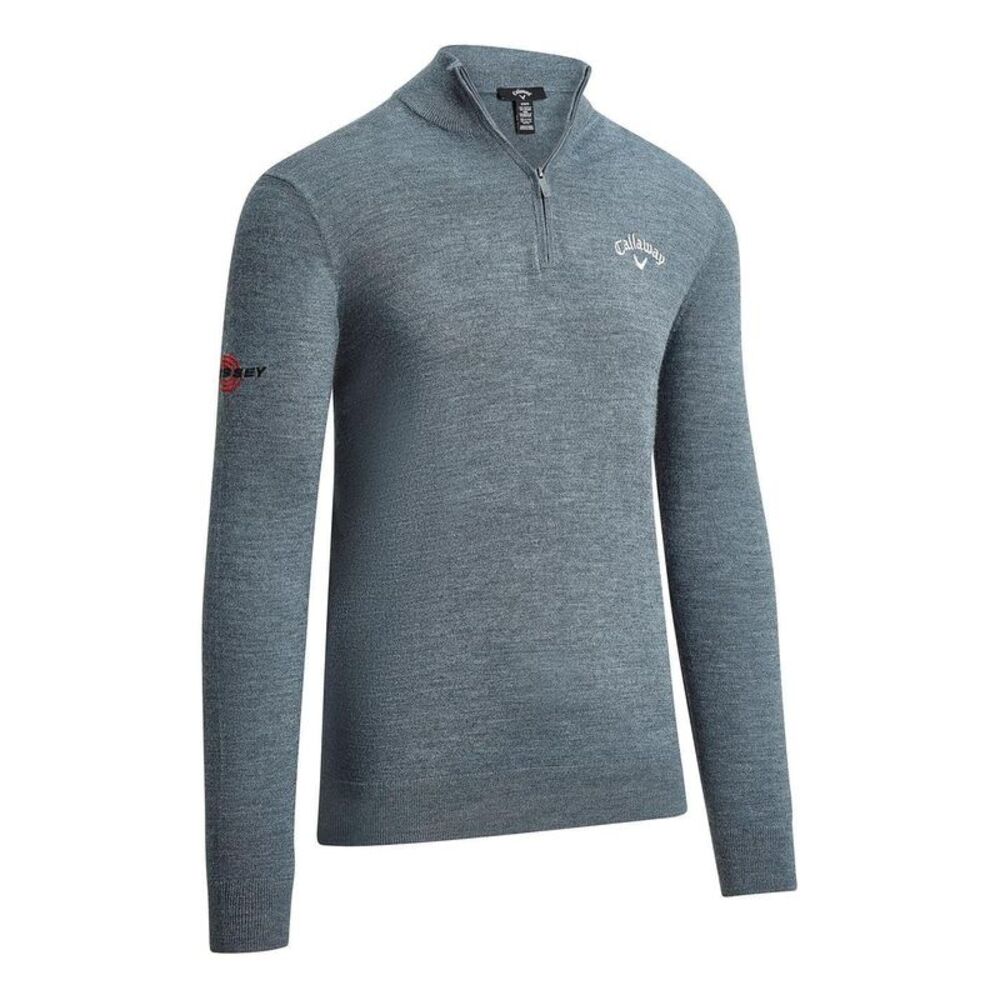 Callaway Mens Fine Knit Quarter Zip Sweater / Steel